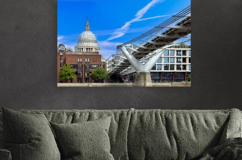 Millennium Bridge in London city financial business center view by Elijah Lovkoff