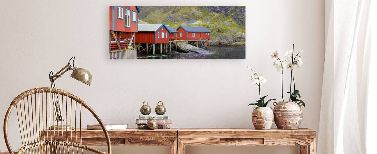 Scenic fishing village A in Lofoten Islands with authentic fishermen sheds and museum by Elijah Lovkoff