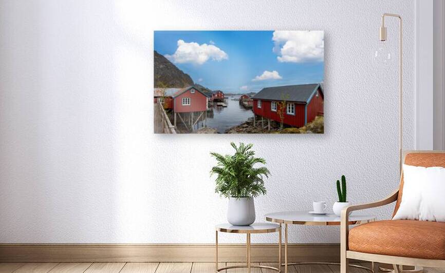 Scenic fishing village A in Lofoten Islands with authentic fishermen sheds and museum by Elijah Lovkoff