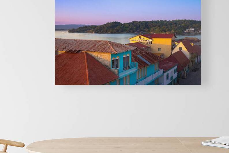 Colorful colonial architecture of historic center of Flores Guatemala by Elijah Lovkoff
