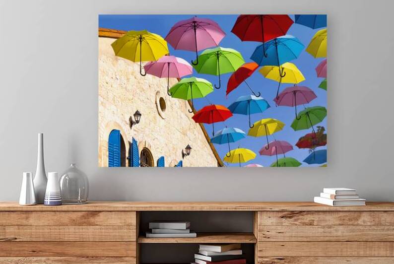 Jerusalem Israel Nahalat Shiva tourist promenade and colorful umbrella street of Old City by Elijah Lovkoff