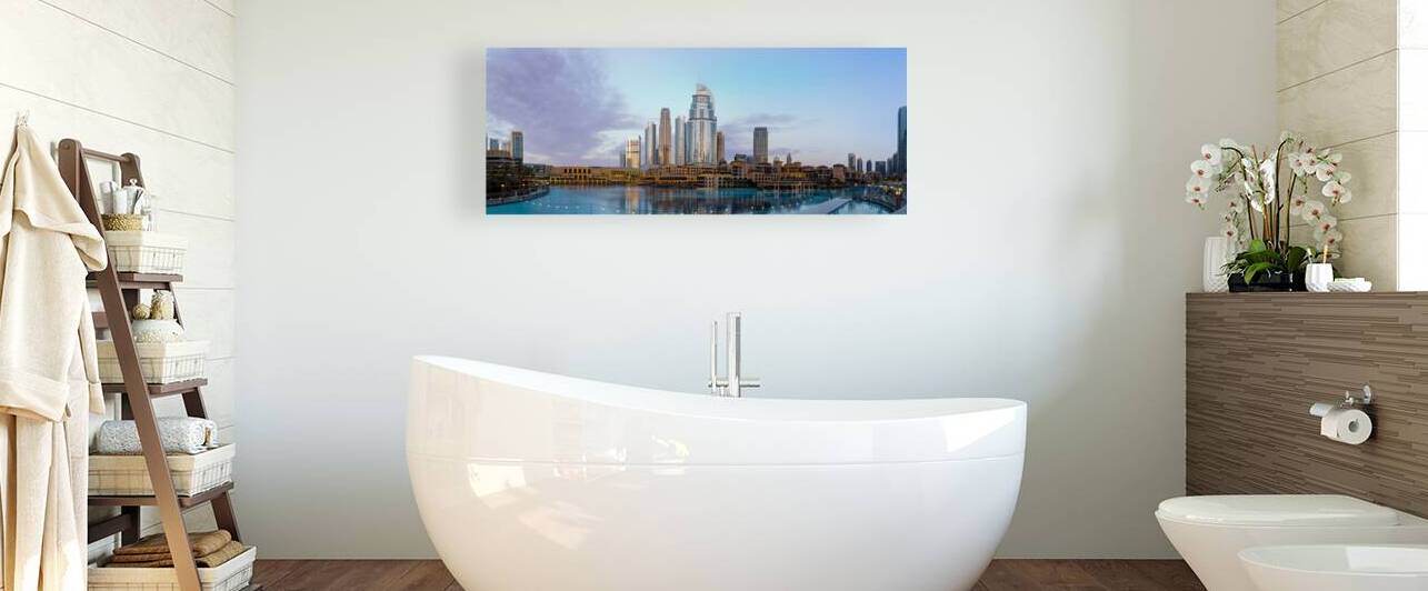 UAE Dubai panoramic view of city downtown Dubai Mall and Dubai by Elijah Lovkoff
