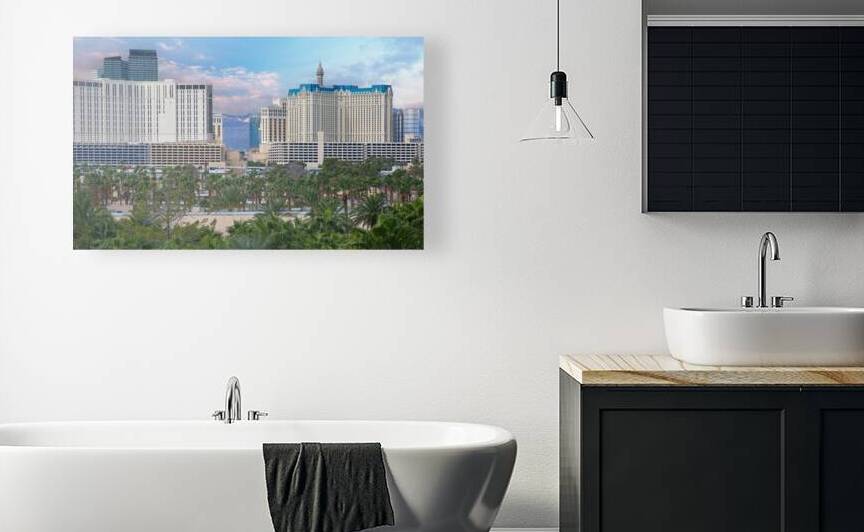 Las Vegas Casino Strip district lined with upscale casino hotels casinos and famous tourist attractions by Elijah Lovkoff