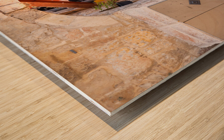 Israel Jerusalem old narrow streets of Nahlaot historic neighborhood with many small synagogues Wood print