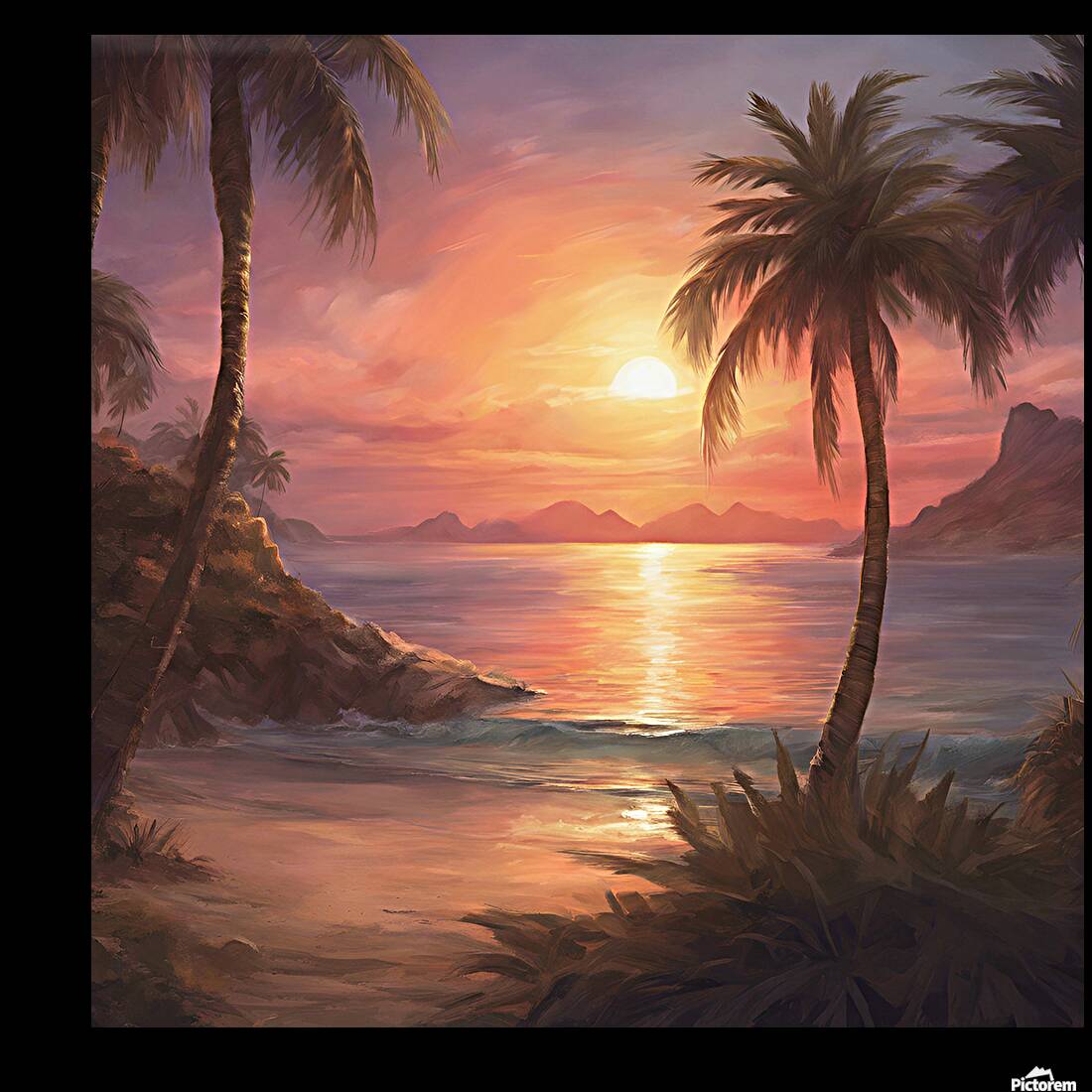 landscape with sunset junel Reproduction