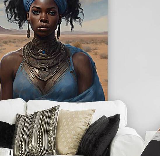 a magnificent painting of a portrait of a black girl in the desert by master