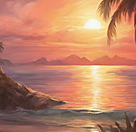 landscape with sunset junel by master