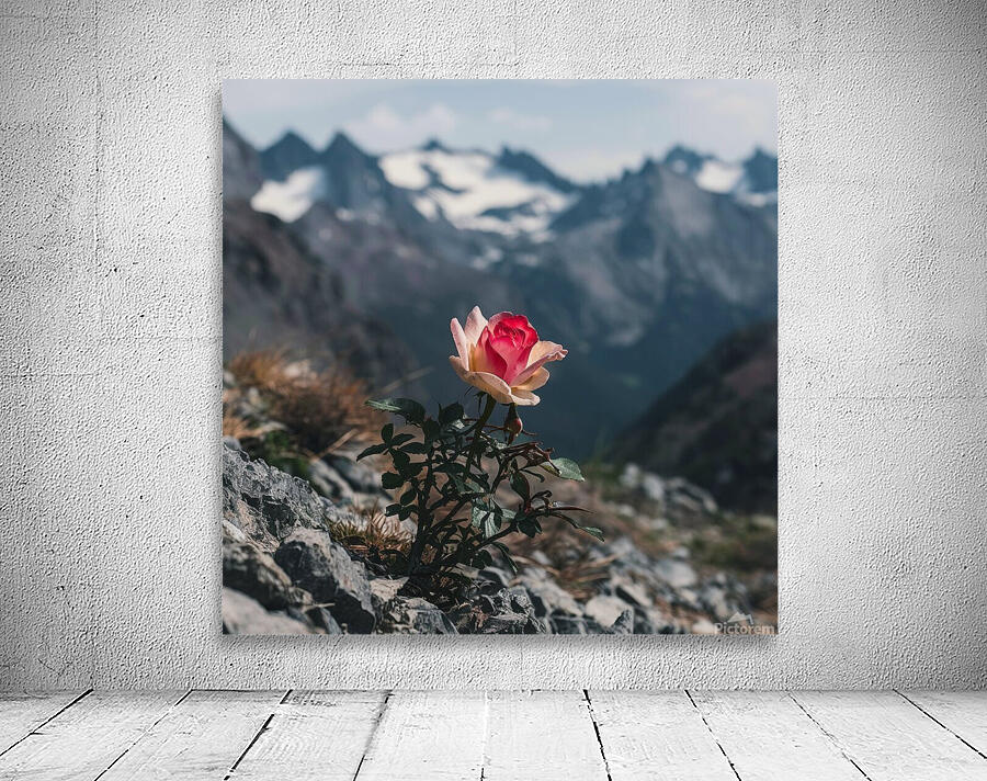 nestled amidst a rugged mountain landscape a soli Wall Preview