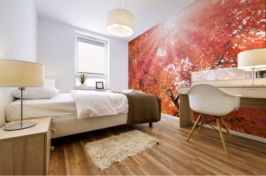 Suns Rays Through Fall Colors Mural print
