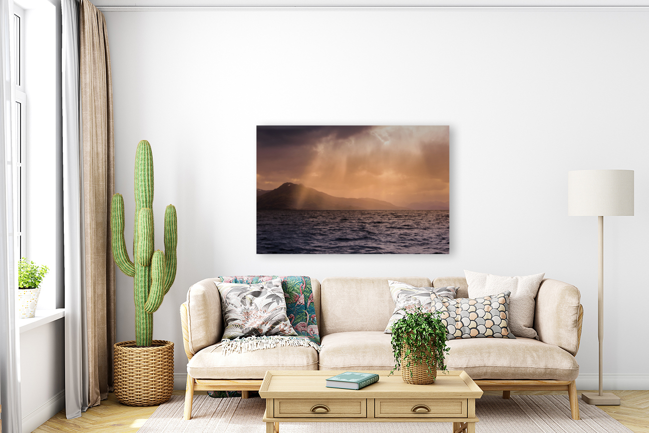 Sun peaking through rain clouds Reproduction