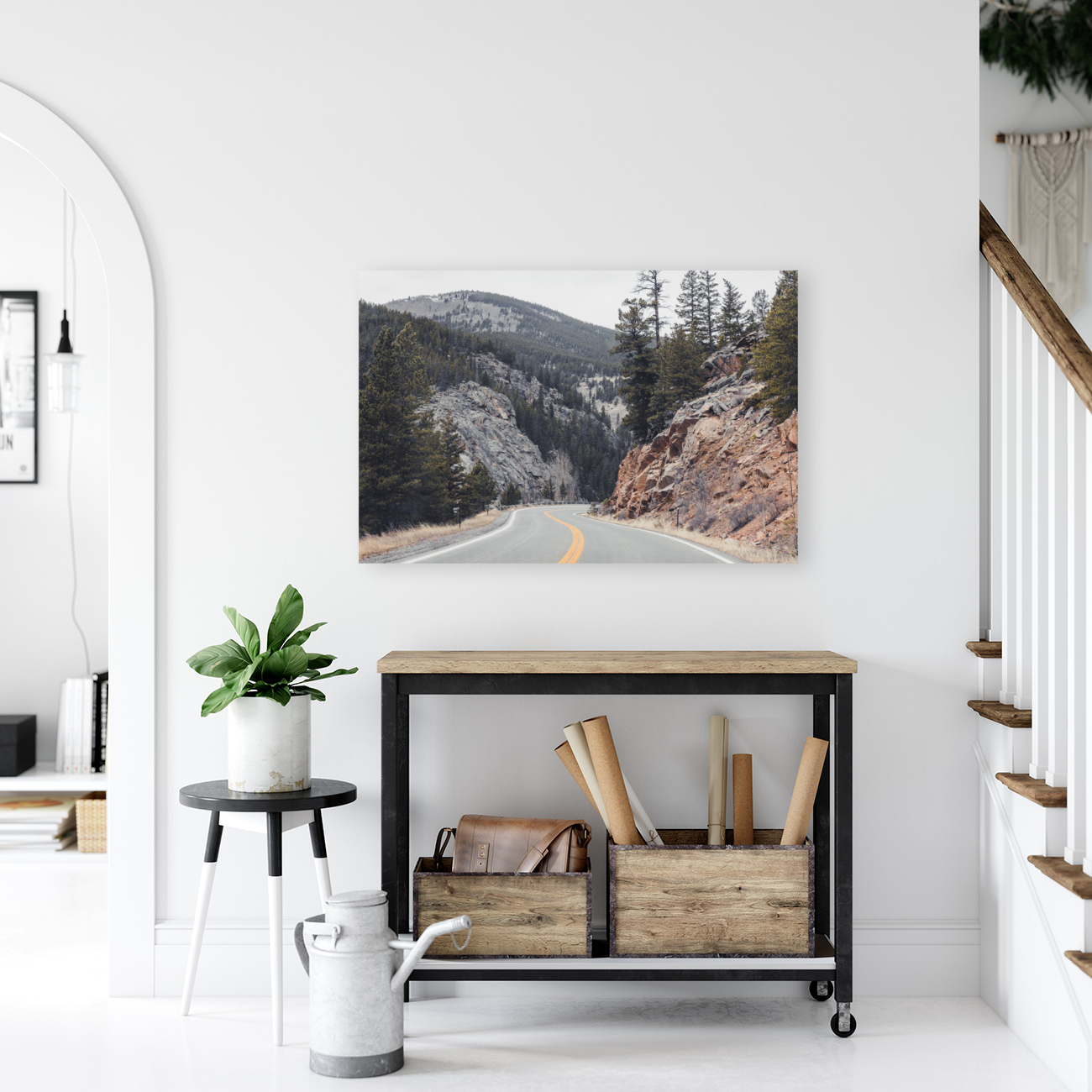 Mountain Road In Winter Reproduction