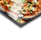 a delicious Italian salami cheese pizza over a wo Acrylic print