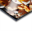 A wooden board with a variety of foods such as ch 1715187971.1457 Acrylic print