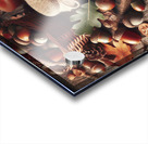 300 acorns and leaves on wooden table with copy s Acrylic print