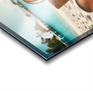 353 Bag with straw hat on the white sand on the t Acrylic print