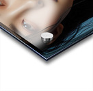 386 Women s red lipstick on blue background femin Acrylic print