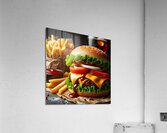 Hamburger french fries and drink on white 4 Acrylic Print