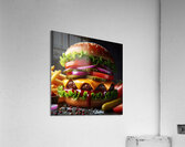 Hamburger french fries and drink on white 7 Acrylic Print