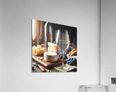 Cheese wine grapes on food composition in dark ke 1714825964.6358 Acrylic Print