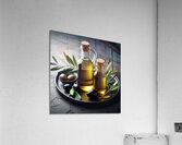 a bottle of extra virgin olive oil on a rustic ba 1714940173.2876 Acrylic Print