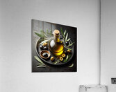 a bottle of extra virgin olive oil on a rustic ba 1714940215.3253 Acrylic Print