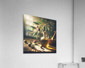 a bottle of extra virgin olive oil on a rustic ba 1714940152.7975 Acrylic Print