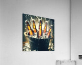 Metal bucket with beer bottles and ice cubes 14.j Acrylic Print