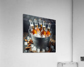 Metal bucket with beer bottles and ice cubes 3.jp Acrylic Print