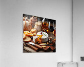A wooden board with a variety of foods such as ch 1715187971.1457 Acrylic Print