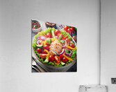 Chicken salad with tomato lettuce on wooden board 1715271954.6278 Acrylic Print