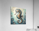 292 Mixed media painting of a whimsical seahorse. Acrylic Print
