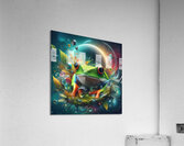 124 Creative natural background with a green frog Acrylic Print