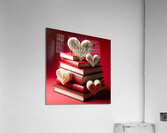 93 Heart Shaped Book Stack on Red Acrylic Print