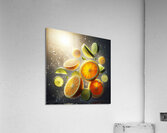 125 citrus slices floating in the air Acrylic Print