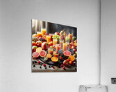 100 A table covered with glasses of juice and ass Acrylic Print