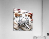 170 Swiss army knife on white table Acrylic Print