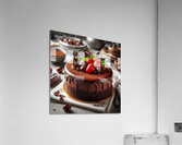 226 Chocolate cake with red berries and fruitscho Acrylic Print