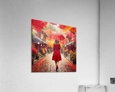 378 Woman in Red Coat with Red Umbrella from behi Acrylic Print