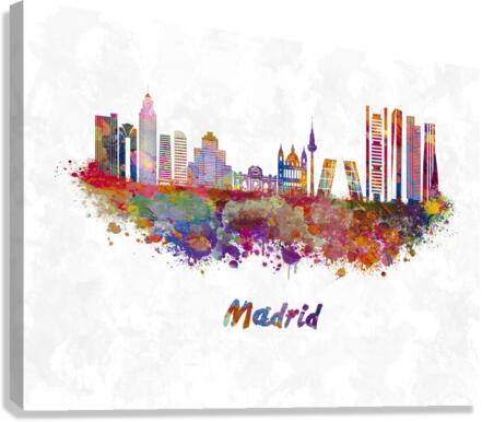 Madrid skyline in watercolor Canvas Print