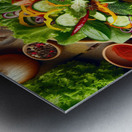 Healthy and natural onion tomato lettuce salad 8. Metal print