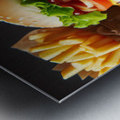 Hamburger french fries and drink on white 4 Metal print