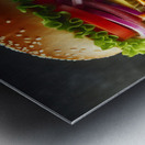 Hamburger french fries and drink on white 1 Metal print