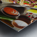 Delicious tacos on a plate placed on wooden table 1714682769.5112 Metal print
