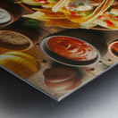 Delicious tacos on a plate placed on wooden table 1714682781.6397 Metal print