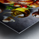 Roasted chicken on wooden board 11 Metal print