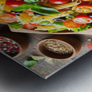 Italian pasta salad on wooden board 8 Metal print