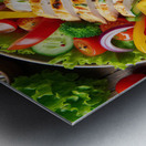 Chicken salad with tomato lettuce on wooden board 1715271873.2538 Metal print