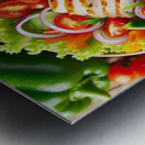 Chicken salad with tomato lettuce on wooden board 1715271953.3073 Metal print