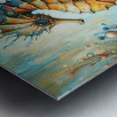 300 Mixed media painting of a whimsical seahorse. Metal print