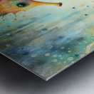 291 Mixed media painting of a whimsical seahorse. Metal print